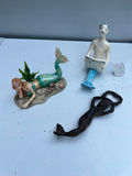 Mermaid and Merman Figurines with Mermaid Bottle Opener - thumbnail 1 of 5