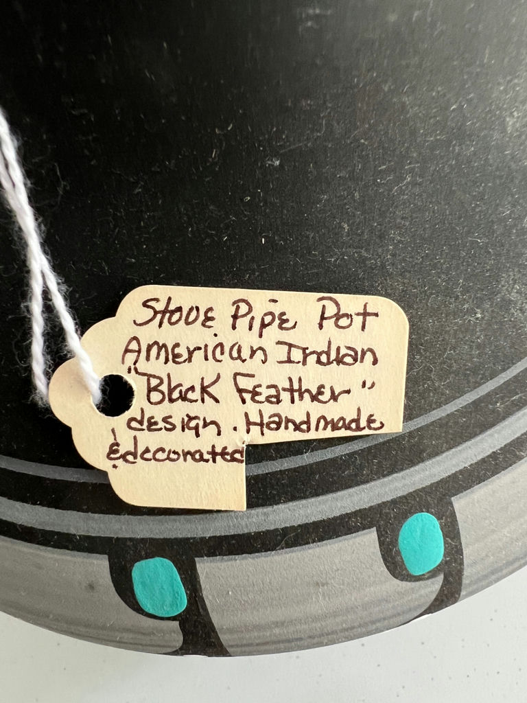 Black pottery trio with turquoise accents - Stove Pipe Pottery - image 5 of 6