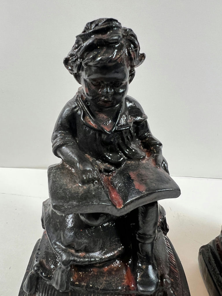 Antique Bookends - Pair of seated child reading figurines - image 2 of 5