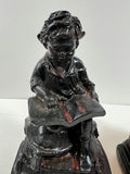 Antique Bookends - Pair of seated child reading figurines - thumbnail 2 of 5
