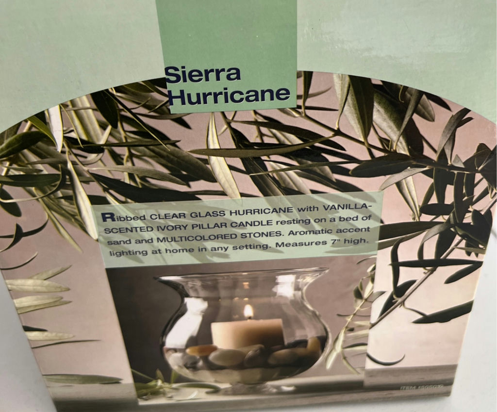 Sierra Hurricane glass hurricane candle holder with candle and decorative elements - image 3 of 4