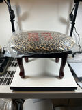 Leopard-print upholstered round stool - NEW - thumbnail 1 of 3