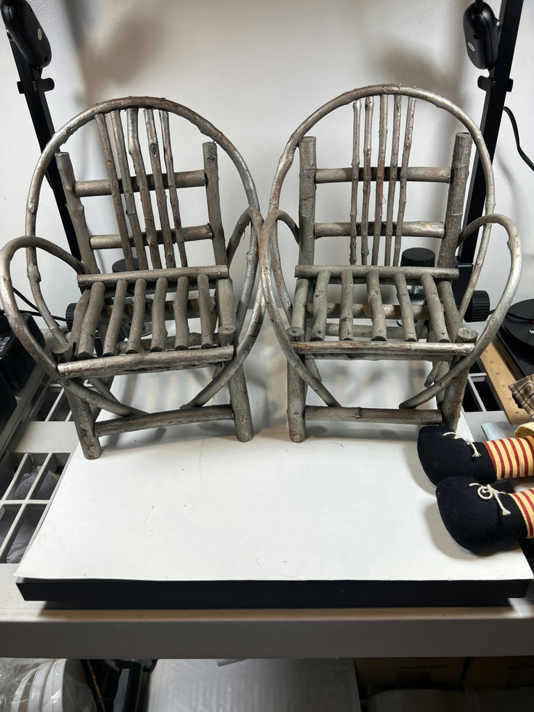 Raggedy Ann an Andy dolls with miniature wood chairs - image 5 of 5
