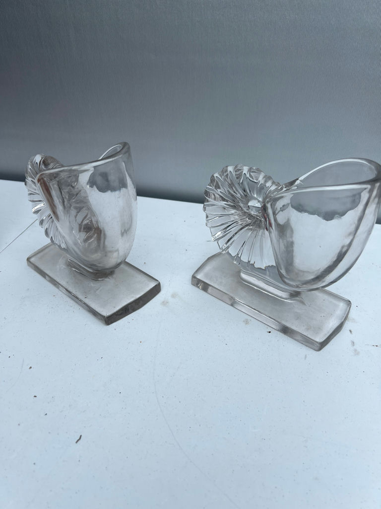 Pair of clear glass holders with fluted backs - image 3 of 4