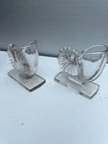 Pair of clear glass holders with fluted backs - thumbnail 3 of 4