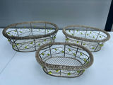 Set of three metal wire baskets with beaded trim - thumbnail 1 of 5