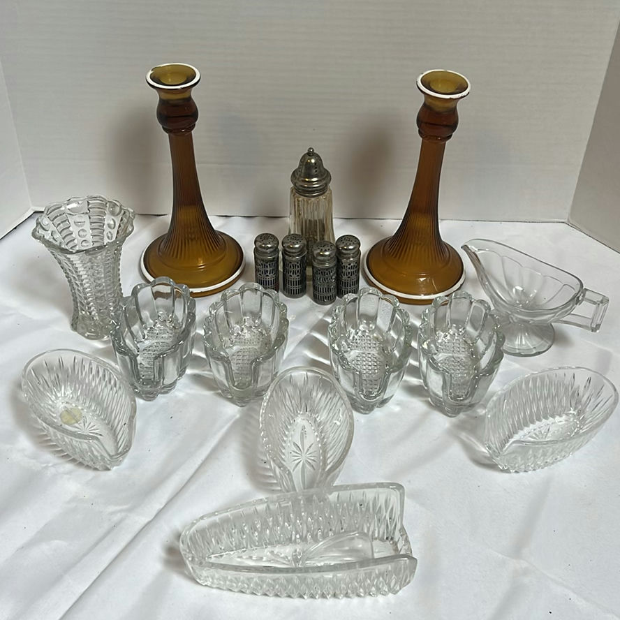 Assorted Glassware, Candlesticks, and Shakers - image 1 of 9