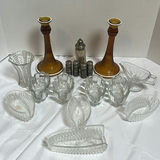 Assorted Glassware, Candlesticks, and Shakers - thumbnail 1 of 9