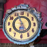 Decorative Clocks, Wooden Mallet, Framed Aircraft Stamp Art, and Train Stamp Sheet - thumbnail 2 of 7