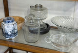 Assorted Glassware, Ceramic Jar, and Wooden Bowl - thumbnail 1 of 6