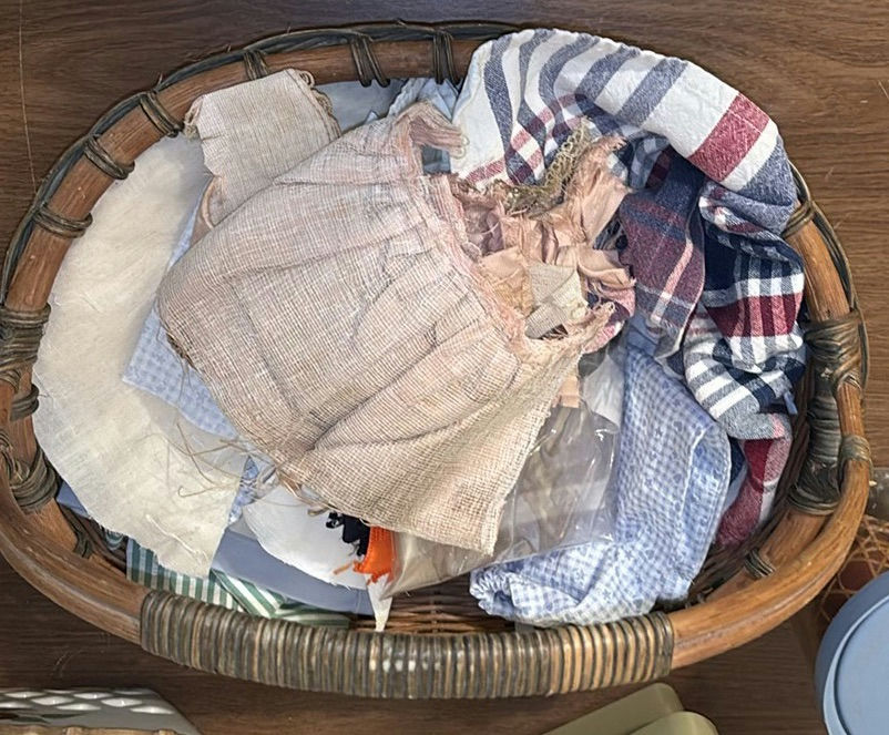 Assorted Decorative Baskets, Fabric Pieces, and Household Items - image 2 of 8