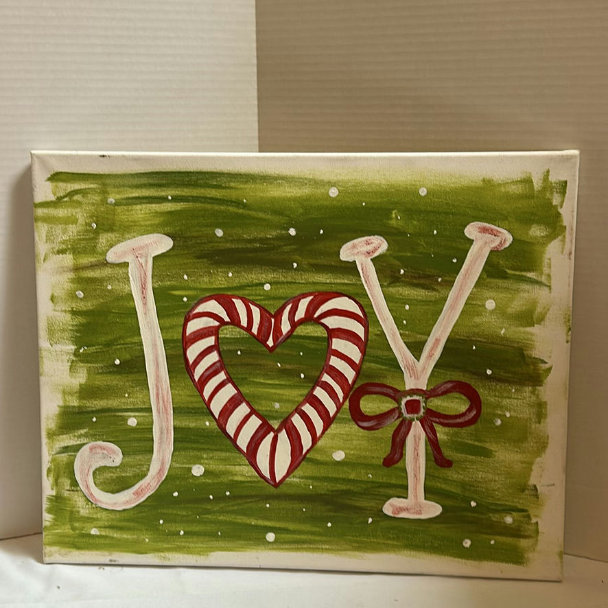 Holiday Joy Canvas Painting and Tinsel Garland - image 2 of 3