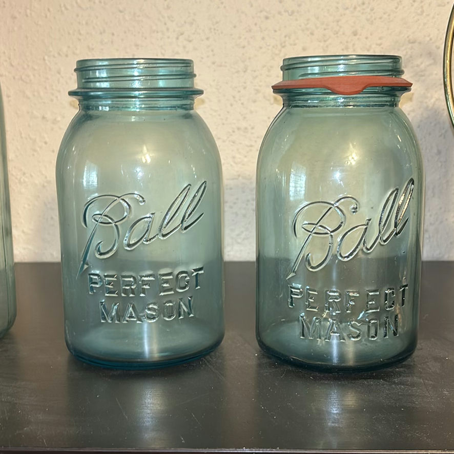 Vintage Glass Mason Jars and Metal Decorative Items - image 2 of 5