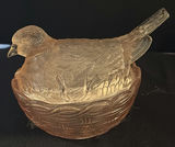 Two Pink Depression Glass Covered Dishes with Bird and Cow Lids - thumbnail 4 of 6
