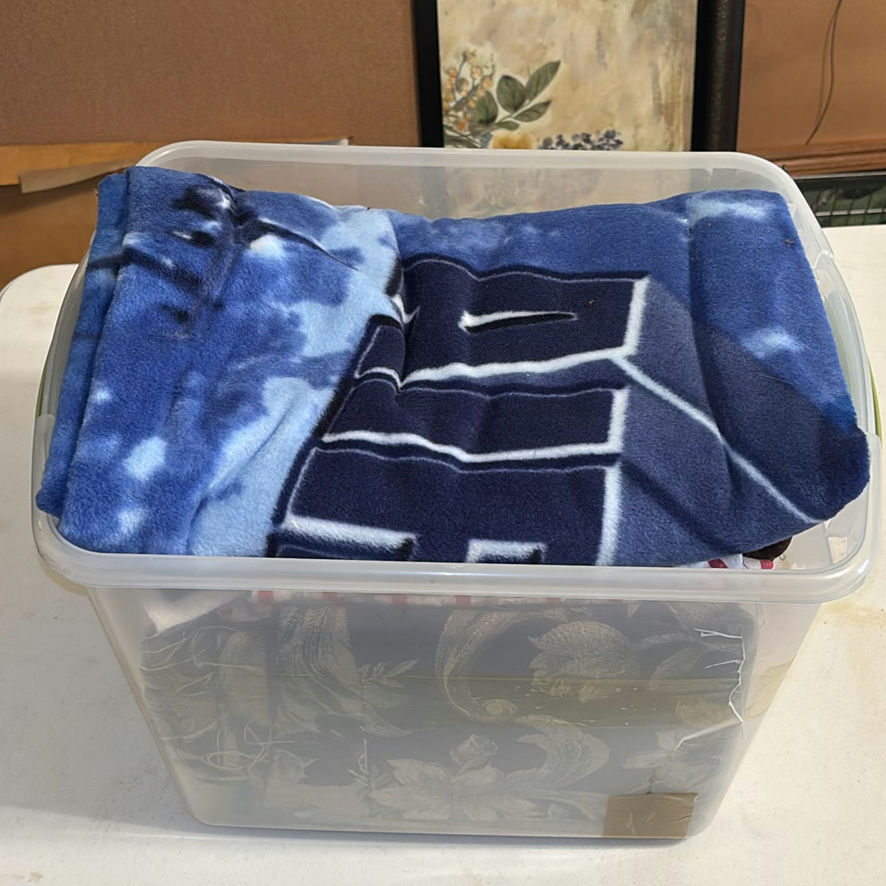Storage Bins of Fabric, Linens, and Wrinkle Blanket - image 10 of 13