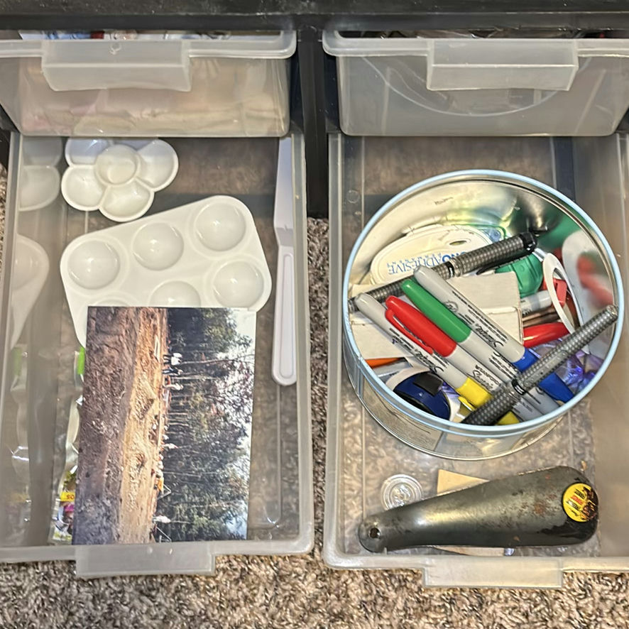 Plastic Storage Drawer Units with Assorted Craft and Household Items - image 3 of 10
