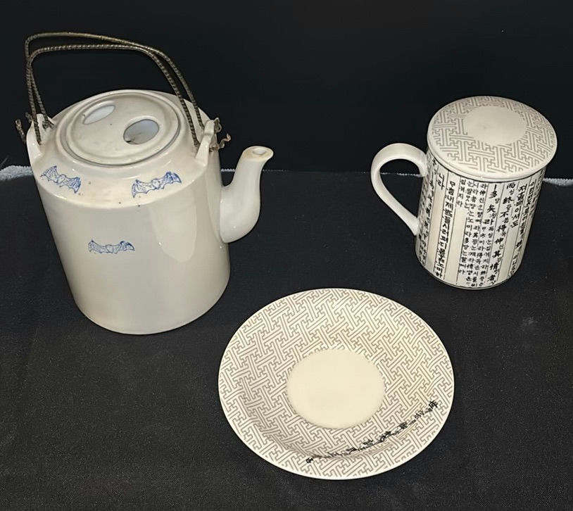 Ceramic Teapot, Covered Mug, and Saucer - image 1 of 8