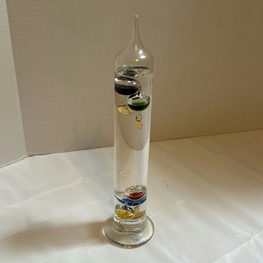 Glass Galileo Thermometer and Frog Figurine Holder - image 4 of 4