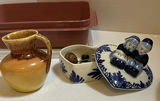 Assorted Ceramic Figurines, Vases, Wooden Bowl, and Storage Containers - thumbnail 5 of 6