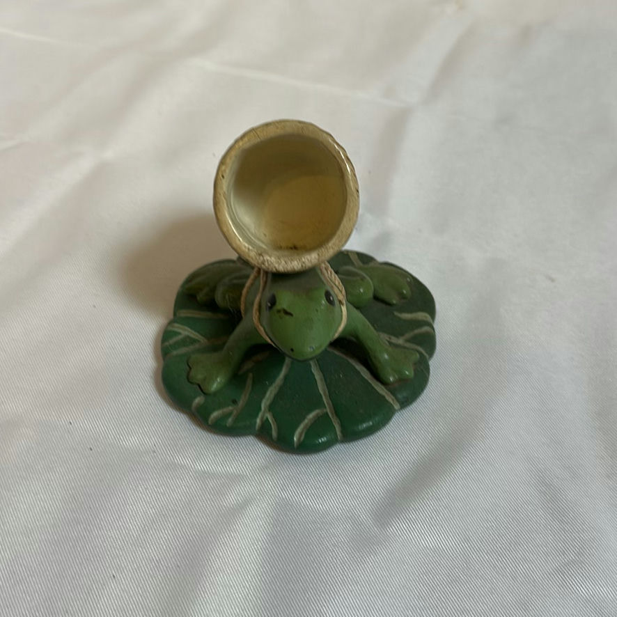 Glass Galileo Thermometer and Frog Figurine Holder - image 2 of 4