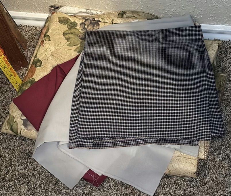 Mixed Craft Supplies, Clothing, Fabric Pieces, and Leather Wall Art - image 1 of 15