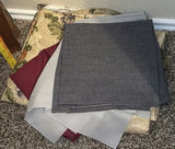 Mixed Craft Supplies, Clothing, Fabric Pieces, and Leather Wall Art - thumbnail 1 of 15