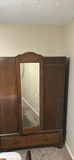Vintage Wooden Wardrobe Armoire with Mirror - thumbnail 1 of 6