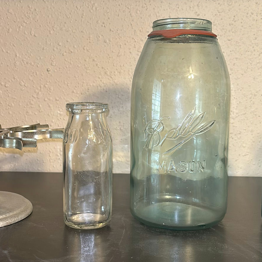Vintage Glass Mason Jars and Metal Decorative Items - image 3 of 5