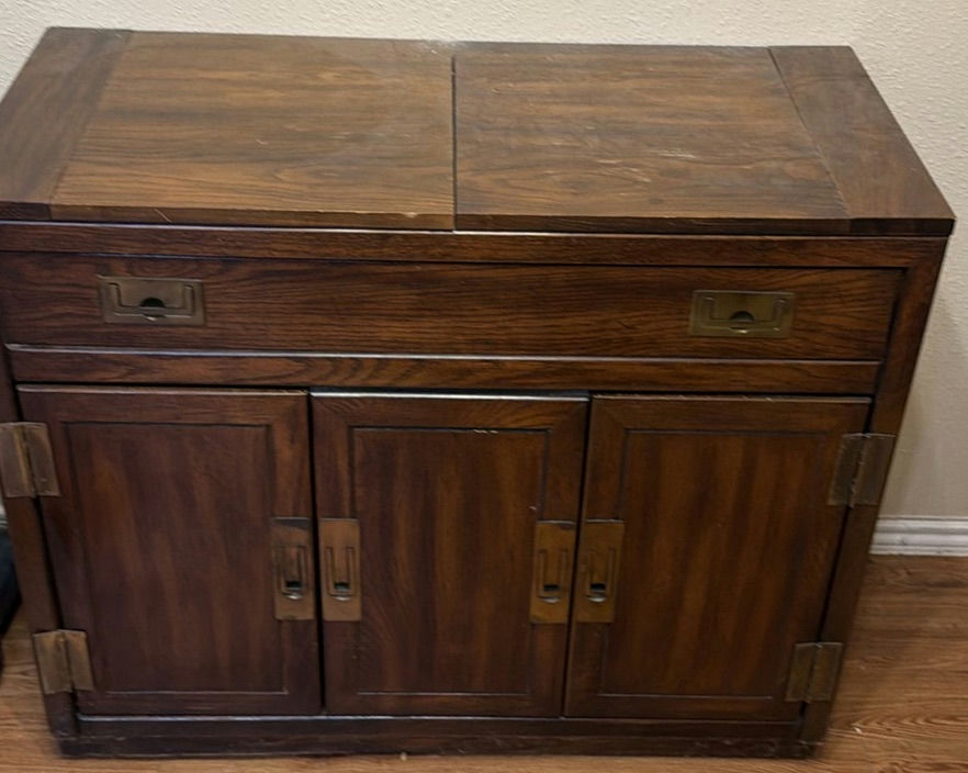 Wood Storage Cabinet with Fold-Out Side Panels - image 1 of 6