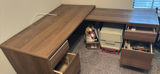 L-Shaped Wood Veneer Desk and Rolling Office Chair - thumbnail 2 of 5