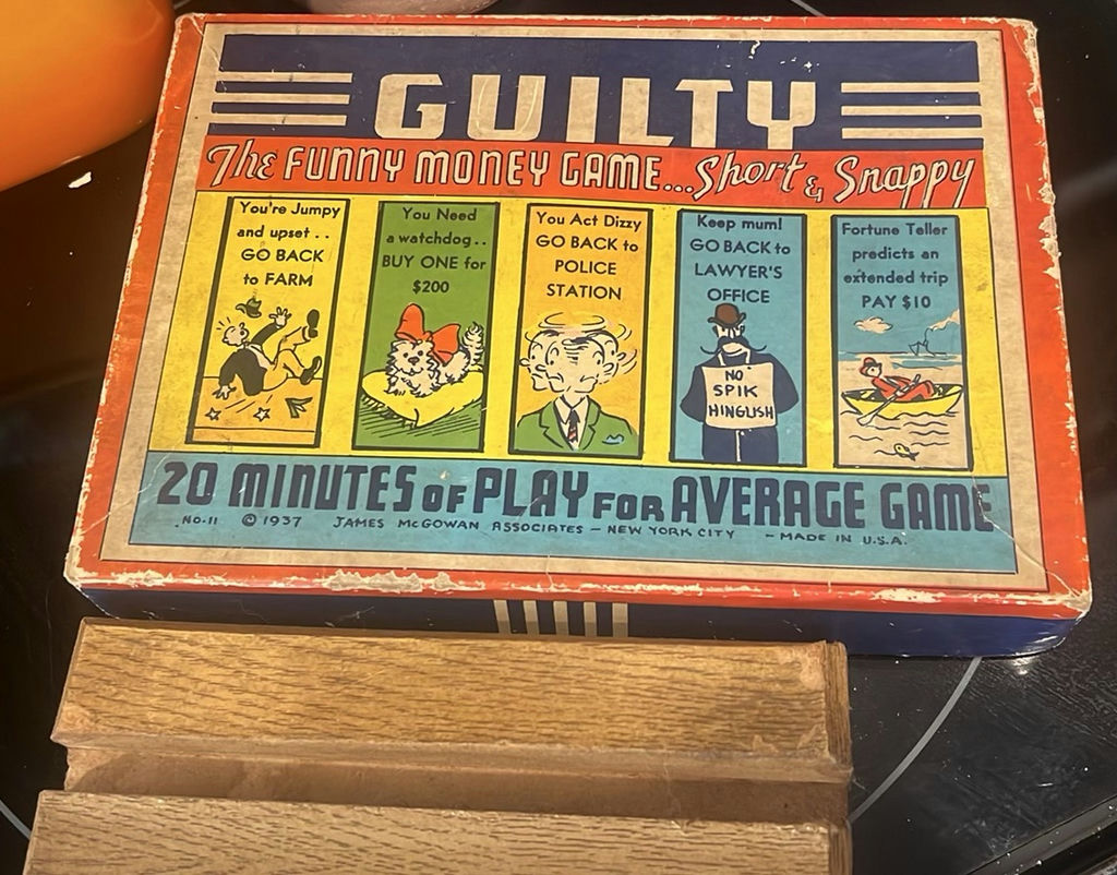 Vintage Cribbage Board, Guilty Game, Ceramic Bowls, and Decorative Bottle - image 3 of 7