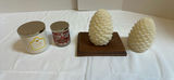 DW Home Fresh Lemon Candle, White Barn Spiced Apple Toddy Candle, and Pinecone Decor - thumbnail 1 of 8