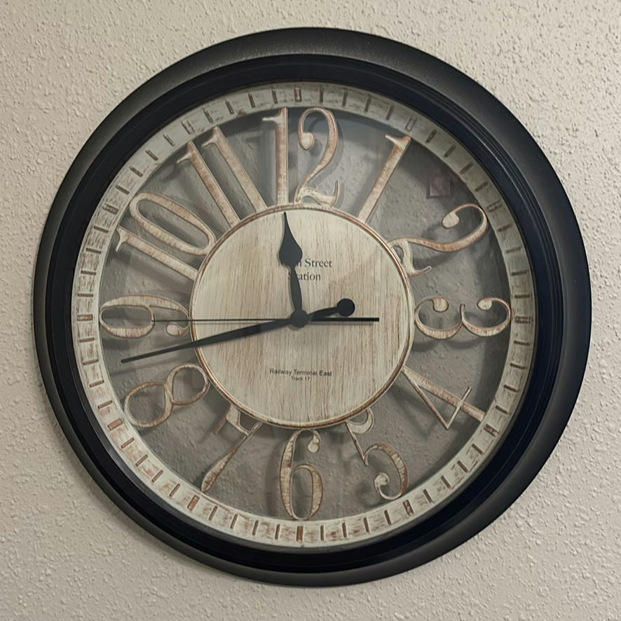 Wall Clock and Wooden Decorative Shelves - image 1 of 5