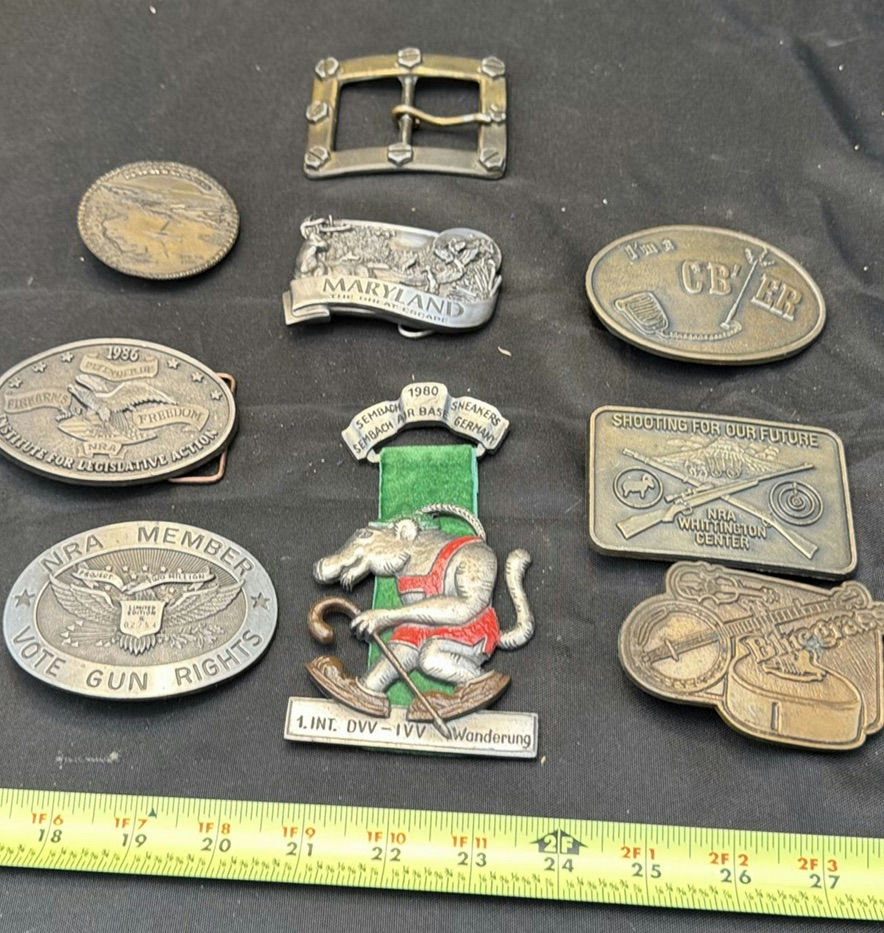 Collection of Vintage Belt Buckles and Metal Pins - image 1 of 7