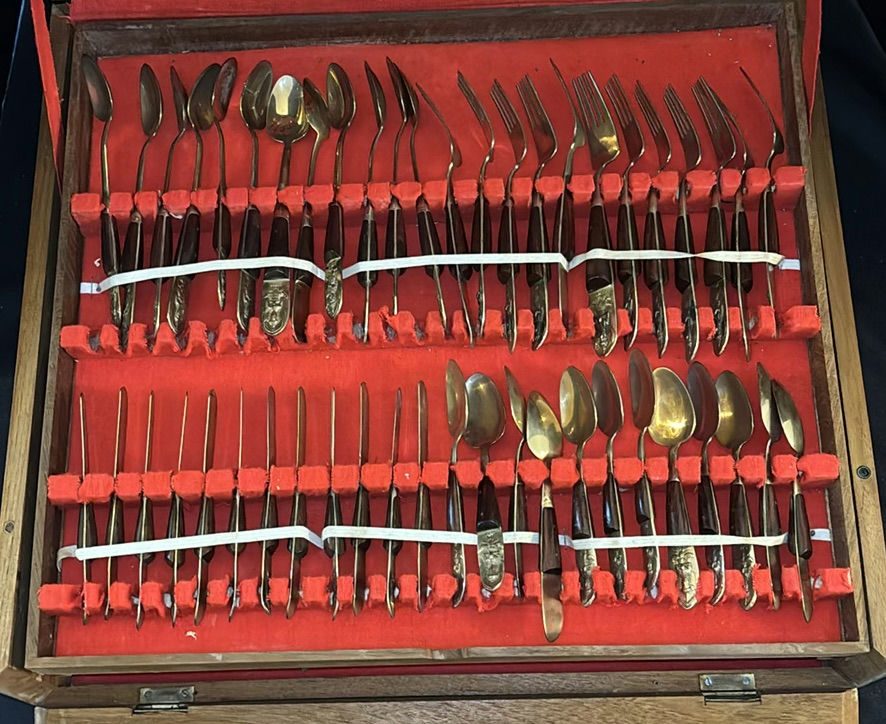 Flatware and Serving Utensil Set in Wooden Case - image 4 of 6