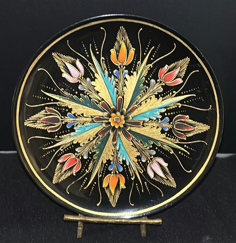 Decorative Floral Plate, Ceramic Vase, and Metal Flower Sculpture - image 2 of 7