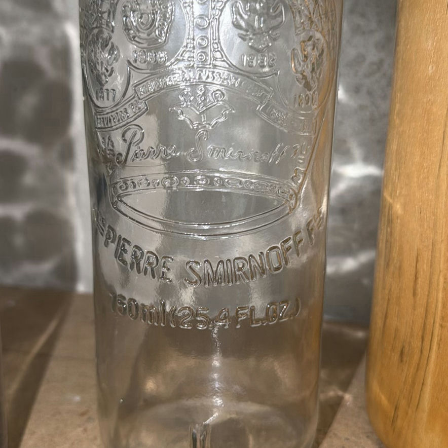 Collection of Vintage Glass Bottles, Beer Cans, and Wooden Vessel - image 4 of 7