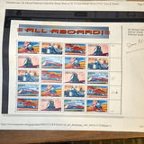 Decorative Clocks, Wooden Mallet, Framed Aircraft Stamp Art, and Train Stamp Sheet - thumbnail 6 of 7