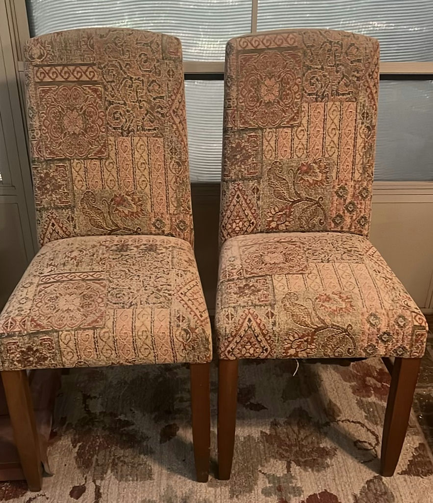 Pair of Patterned Upholstered Dining Chairs - image 1 of 5