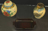 Decorative Ceramic Jar, Pottery Vase, and Glass Tray - thumbnail 1 of 7