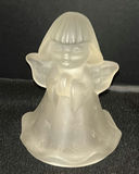 Fenton Style Milk Glass Ruffled Bowls, Vase, and Frosted Glass Bell Figurine - thumbnail 2 of 7