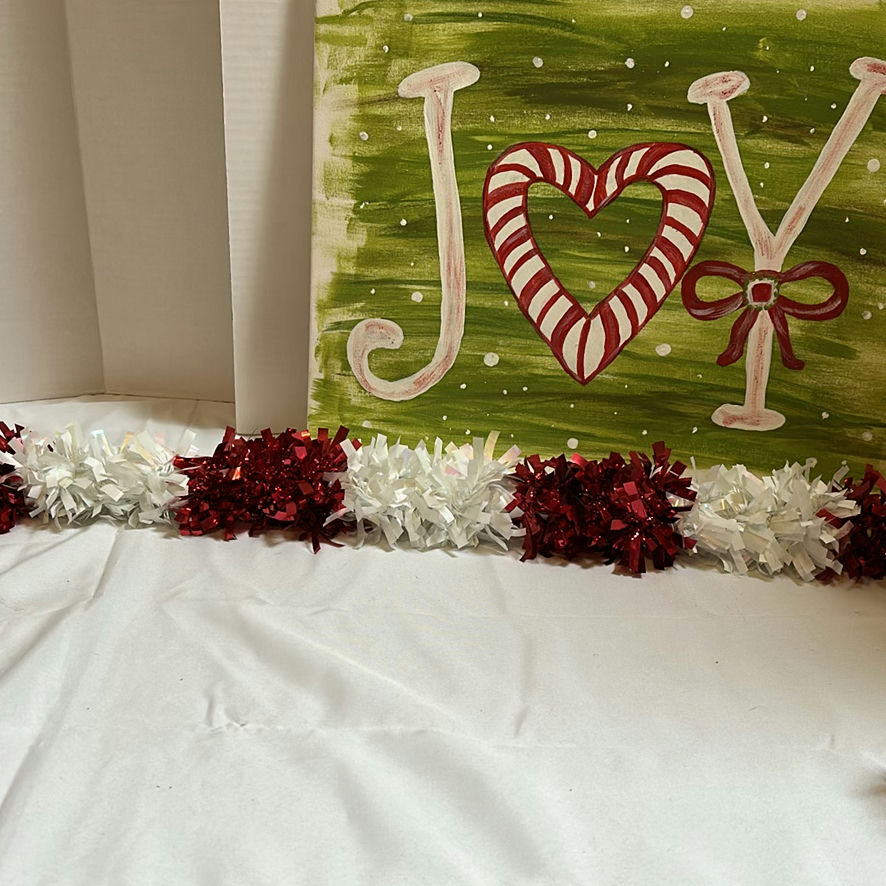Holiday Joy Canvas Painting and Tinsel Garland - image 3 of 3