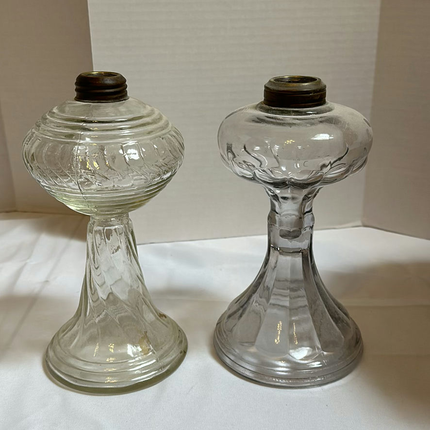 Glass Lamp Chimneys, Glass Lamp Bases, and Wicker Basket - image 4 of 5