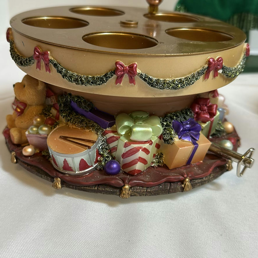 Pair of Partylite Christmas Carousel Tealight Holders and Decorative Tree - image 5 of 6