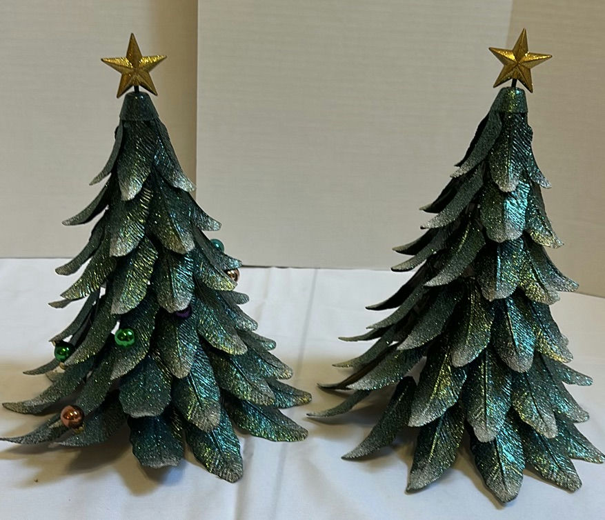 Two Decorative Christmas Tree Figurines - image 1 of 5