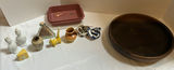 Assorted Ceramic Figurines, Vases, Wooden Bowl, and Storage Containers - thumbnail 1 of 6