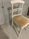 White wooden chair with striped fabric seat - thumbnail 2 of 2