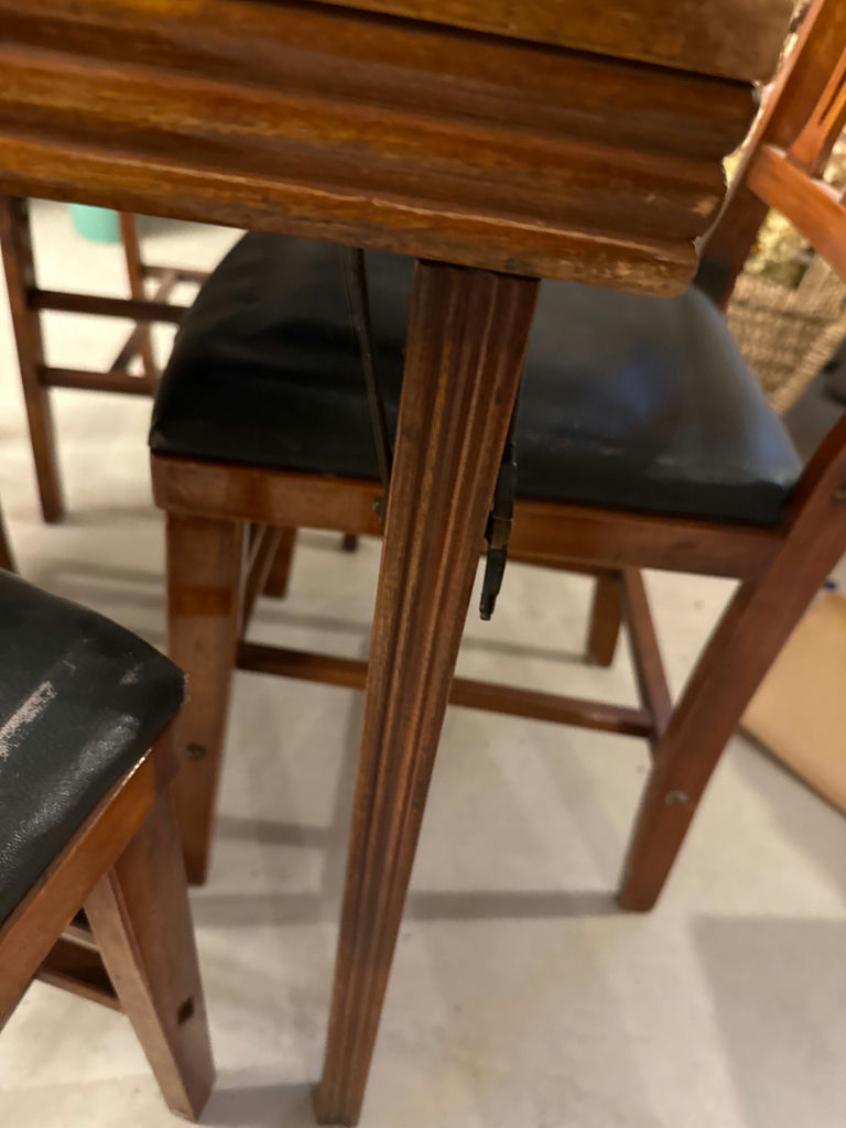 Dining table with leather-inset top and four chairs - image 1 of 4