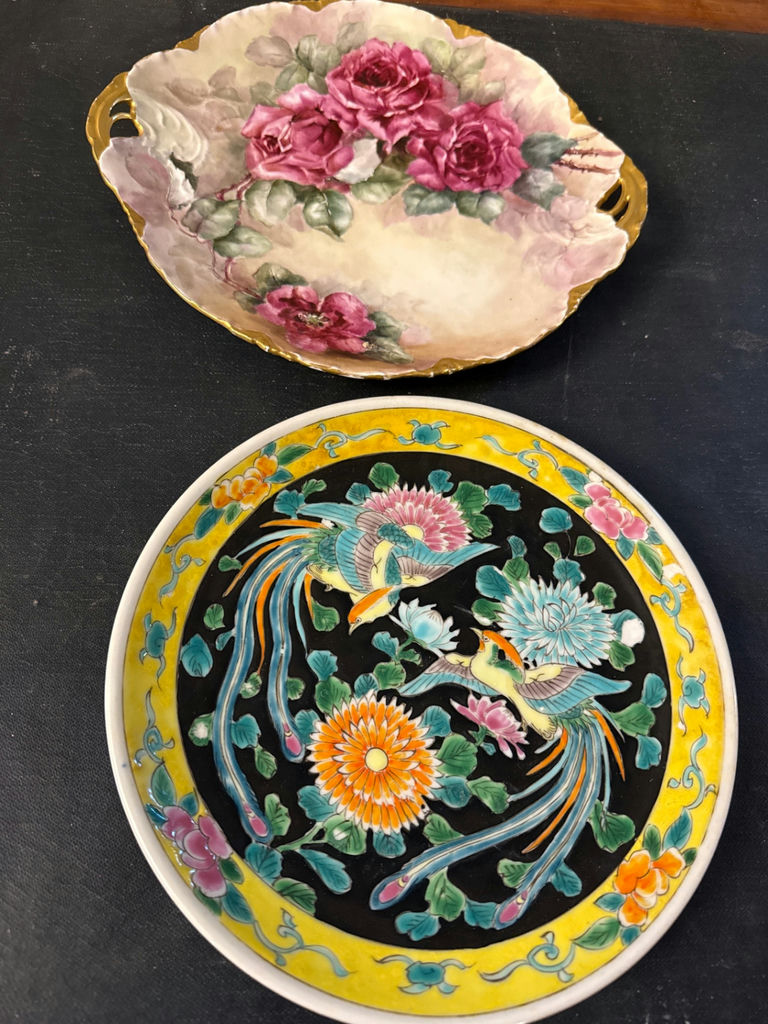Two decorative porcelain plates with floral and bird motifs - image 1 of 3