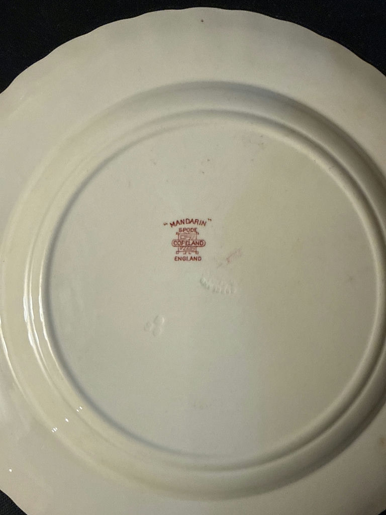 6 Red Transferware Landscape Plates with Plain Maker-Marked Plate - image 1 of 2